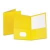 Oxford Twin-Pocket Folder, Embossed Leather Grain Paper, 0.5" Capacity, 11 x 8.5, Yellow, 25/Box