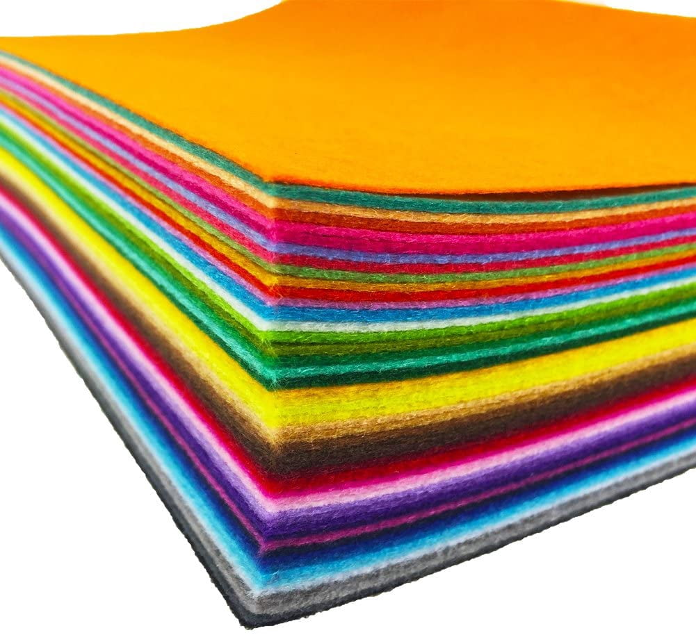 4 x 4 inches (10 x10cm) Assorted Color Felt Fabric Sheets Patchwork Sewing DIY Craft 1mm Thick with Sewing Kit for Choice (Felt only, 48pcs)
