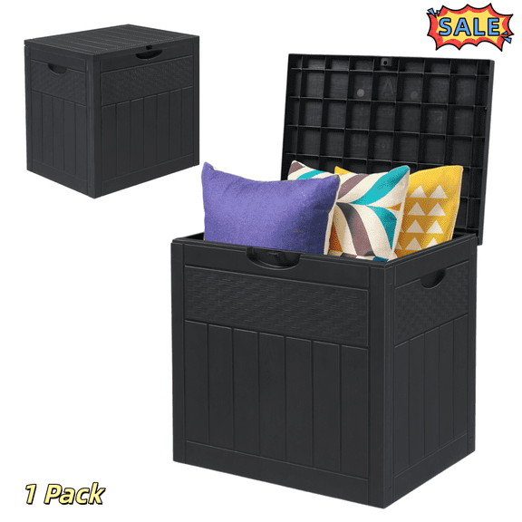 Tcbosik 33 Gallon Outdoor Deck Box, Storage Container for Patio Cushions, Garden Tools, Dark Gray