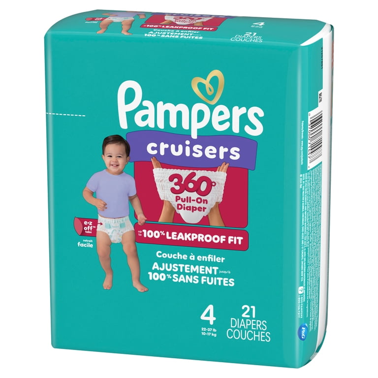 Pampers Cruisers 360 Baby Diapers, Size 4, 21 Count, Pull-On