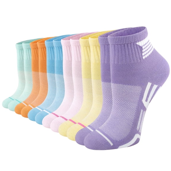 LOOIKOOS 12 Pairs Womens Ankle Socks, Thin Breathable Mini Crew Socks for Women Athletic Sport Running Cycling Casual Socks