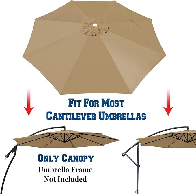 9ft Umbrella Top Cover Only Canopy 8rib Patio Replacement Canopy Outdoor (Canopy Only)