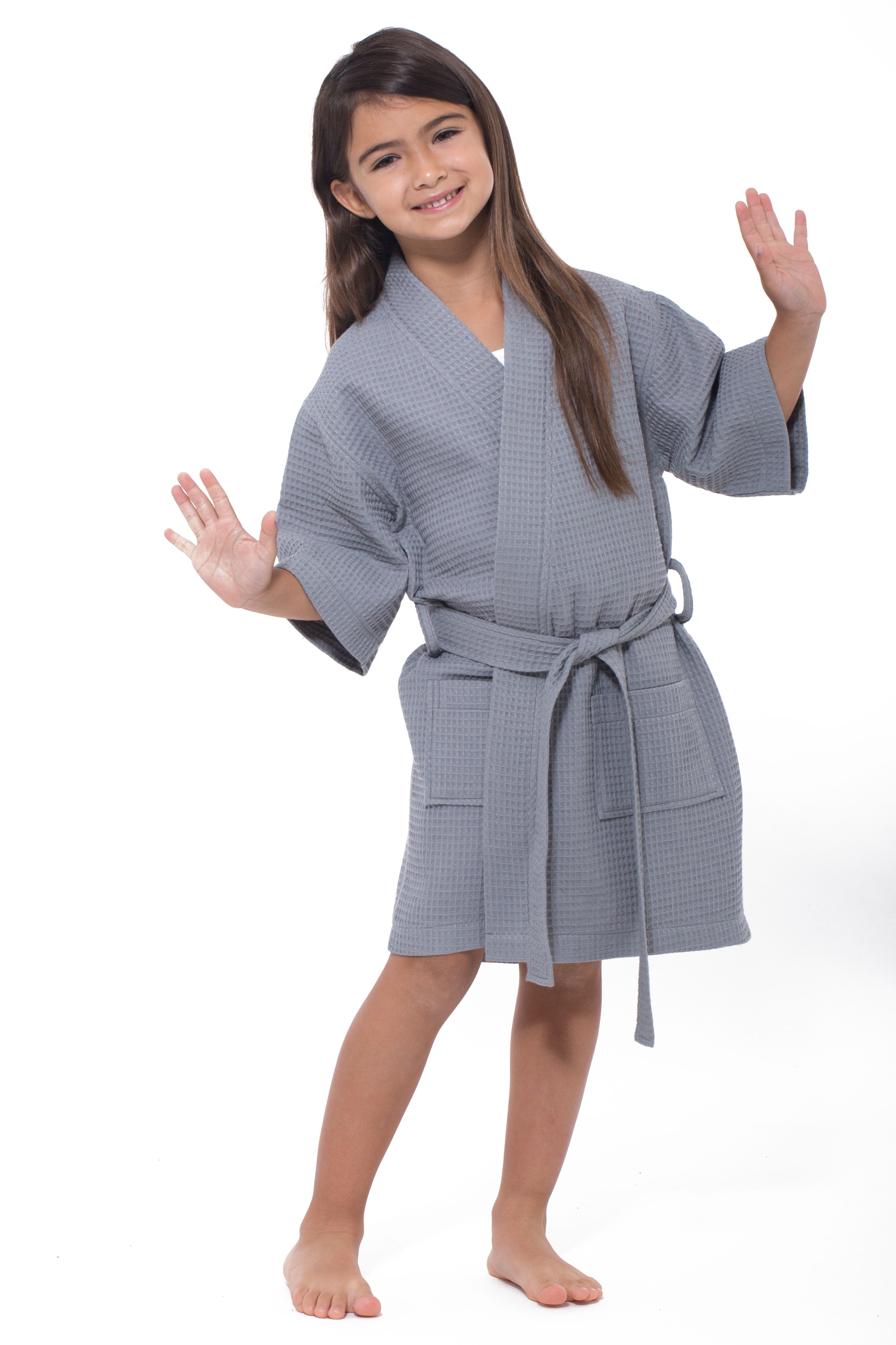 Turquaz Linen Kids Spa Party, Flower Girl Waffle Kimono Robe