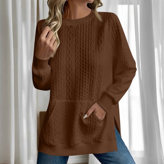 Ailaofu Womens Fall Sweaters Dressy Casual Pullover Tops Puff Long Sleeve Cable Knit Business Jumper Shirt Blouse