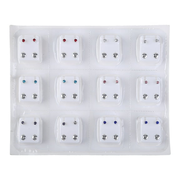 Necvior Ear Piercing Earrings Silver Stainless 3/5mm Clear CZ Studs Tragus Cartilage Piercing Jewelry