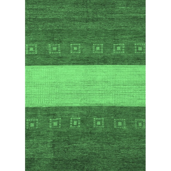 Ahgly Company Indoor Rectangle Abstract Emerald Green Modern Area Rugs, 2' x 3'