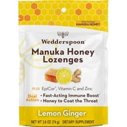 Wedderspoon Manuka Honey Immunity Lozenges with Epicor, Zinc, Vitamin C  Lemon & Ginger, 2.6 Oz (Pack of 1), Boosts Immunity Within Two Hours