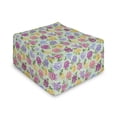 thumbnail image 1 of Dahlia Flower Rectangle Pouf, Vibrant Victorian Renaissance Medieval Motifs Retro Ombre Insprired Floret, Under Desk Foot Stool for Living Room Office Ottoman with Cover, 25", Multicolor, by Ambesonne, 1 of 4