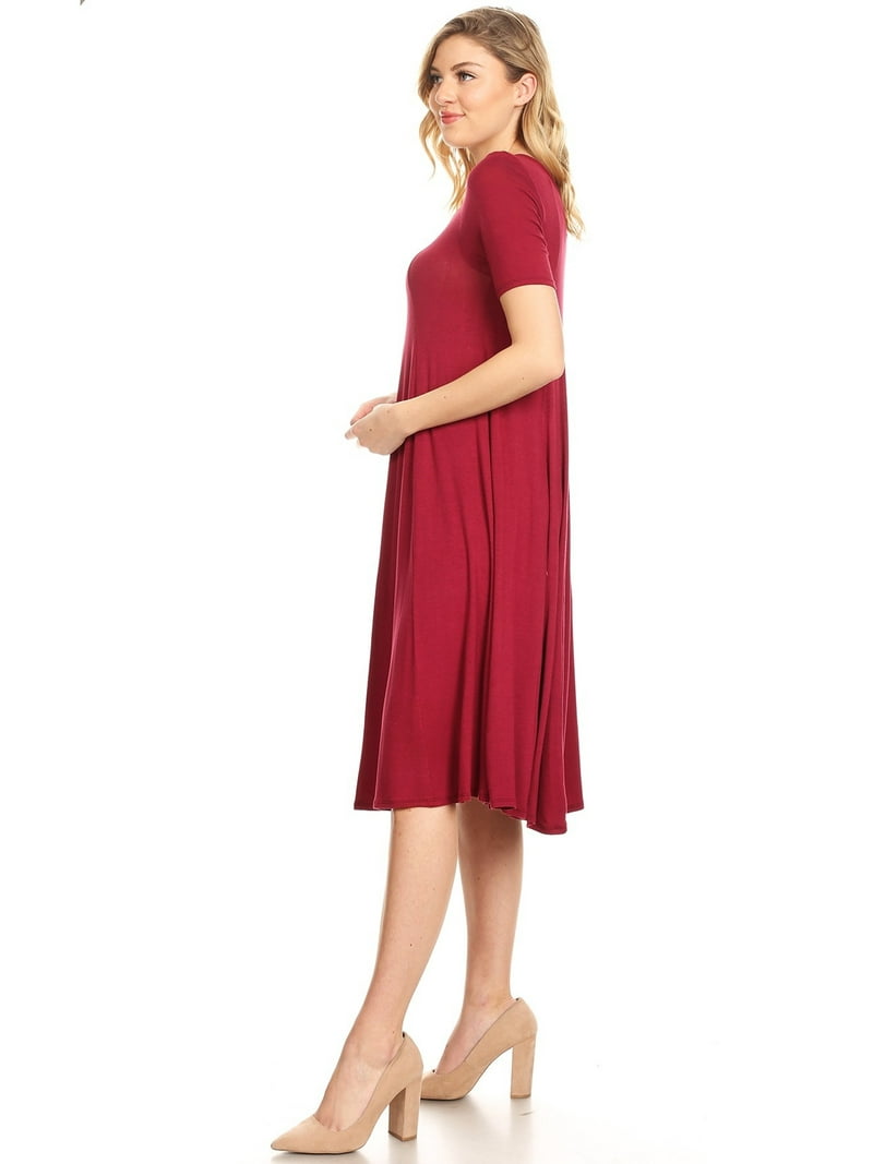 Women's A-Line Short Sleeve Jersey Knit Relaxed Fit Dress - Walmart.com