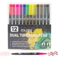 thumbnail image 1 of Graflsoa Dual-Tip Brush Pens Set - 12 Vibrant Colors for Drawing, Coloring & Journaling with Soft Brush & Fine Tips, PP Box Packaging, 1 of 6