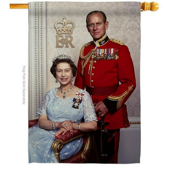 USA Decoration H180325-BO 28 x 40 in. The Queen & Prince Philip Sweet Life Sympathy Double-Sided Decorative Vertical House Flag for Decoration Banner Garden Yard Gift