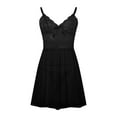 thumbnail image 6 of Sakmal Black Moomoo Night dress for Women Short Mesh Casual Sleepwear Lace Sleeveless Chemises for Women, 6 of 9