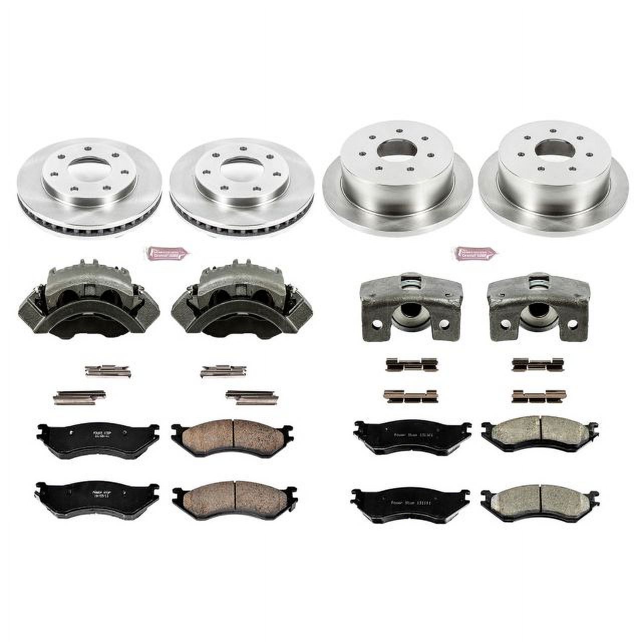 PowerStop Front and Rear Stock Replacement Brake Pad and Rotor Kit with Calipers Fits: FORD Select Models KCOE4391