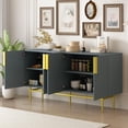 thumbnail image 2 of 4-Door Accent Cabinet with Gold Metal Legs, Storage Cabinet with Adjustable Shelves, Modern Buffet Sideboard, TUANLUO Accent Cabinet Furniture for Entryway Hallway Living Room, Gray, 2 of 10