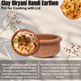 thumbnail image 5 of Exclusive Range Unglazed Clay Pot For Cooking & Serving 2 Liters + 3 Liters, Pack Of 2 | Red-Ochre (Gerua), 5 of 5