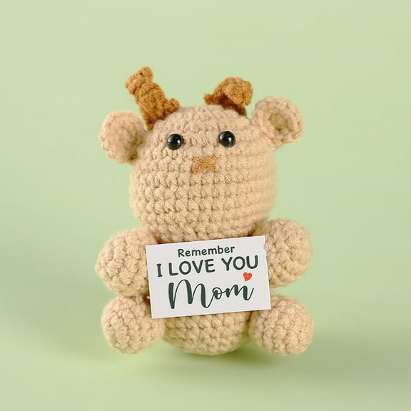 Handmade Emotional Support Cute Goat, Positive Crochet Goat Doll with Card, Inspirational Small Handmade Knitted, Funny Gifts for Women Men Birthday Friends Coworkers, Office Decor