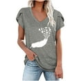 thumbnail image 1 of Birdeem Mode Femmes Été Col en V Manches Courtes T-Shirt Imprimé Décontracté Blouse, 1 of 4