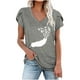 thumbnail image 2 of Fiudx Ofertas de La Semana Blusa Informal de Manga Corta con Cuello En V y Estampado de Moda para Mujer, 2 of 4