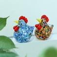 thumbnail image 5 of Farfi Colourful Glass Rooster Figurine Stable Base Turkey Animal Miniature Modern Home Xmas Gift Table Decoration (Blue), 5 of 13