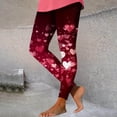 thumbnail image 2 of Feancey Women Workout Leggings High Waisted Stretchy Valentines Day Tights for Teen Girls Cute Heart Printed Holiday Yoga Pants Tummy Control Running Pant Multicolor S, 2 of 5