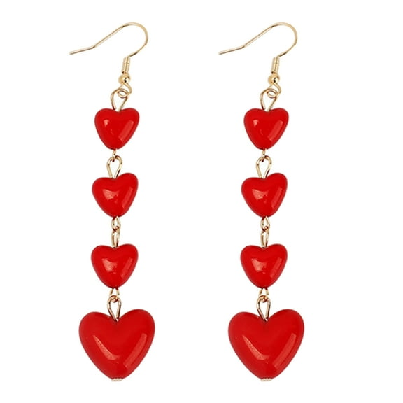SIEYIO Red Heart Drop Dangle Earrings Simple Sweet Long Tassel Earrings Jewelry Gift