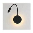 thumbnail image 1 of Lámpara de lectura LED de cuello de cisne flexible para mesita de noche, 3+8 W, color negro, montaje en pared, blanco cálido 3000 K, control mediante interruptor, diseño moderno, 1 of 1