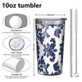 thumbnail image 4 of Blue and White Pioneer Flower 10oz Tumblers Stainless Steel Tumbler with Lid and Straw,Vacuum Insulated Double Wall Travel Tumbler Cups with Cleaning Brush for Coffee, Tea, 4 of 4