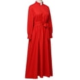 thumbnail image 5 of Afinprain Women's Clergy Dress Long Sleeve A-Line Maxi Dress with Belt and Tab Collar, 5 of 8