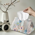 thumbnail image 2 of COEQINE Tissue Box Cover PU Leather Napkin Tissue Case Rectangle Tissue Holder Modern Table Dryer Sheet Dispenser for Creative Home Kitchen Car Decor, Butterfly Daisy Wood Grain, 2 PCS, 2 of 7
