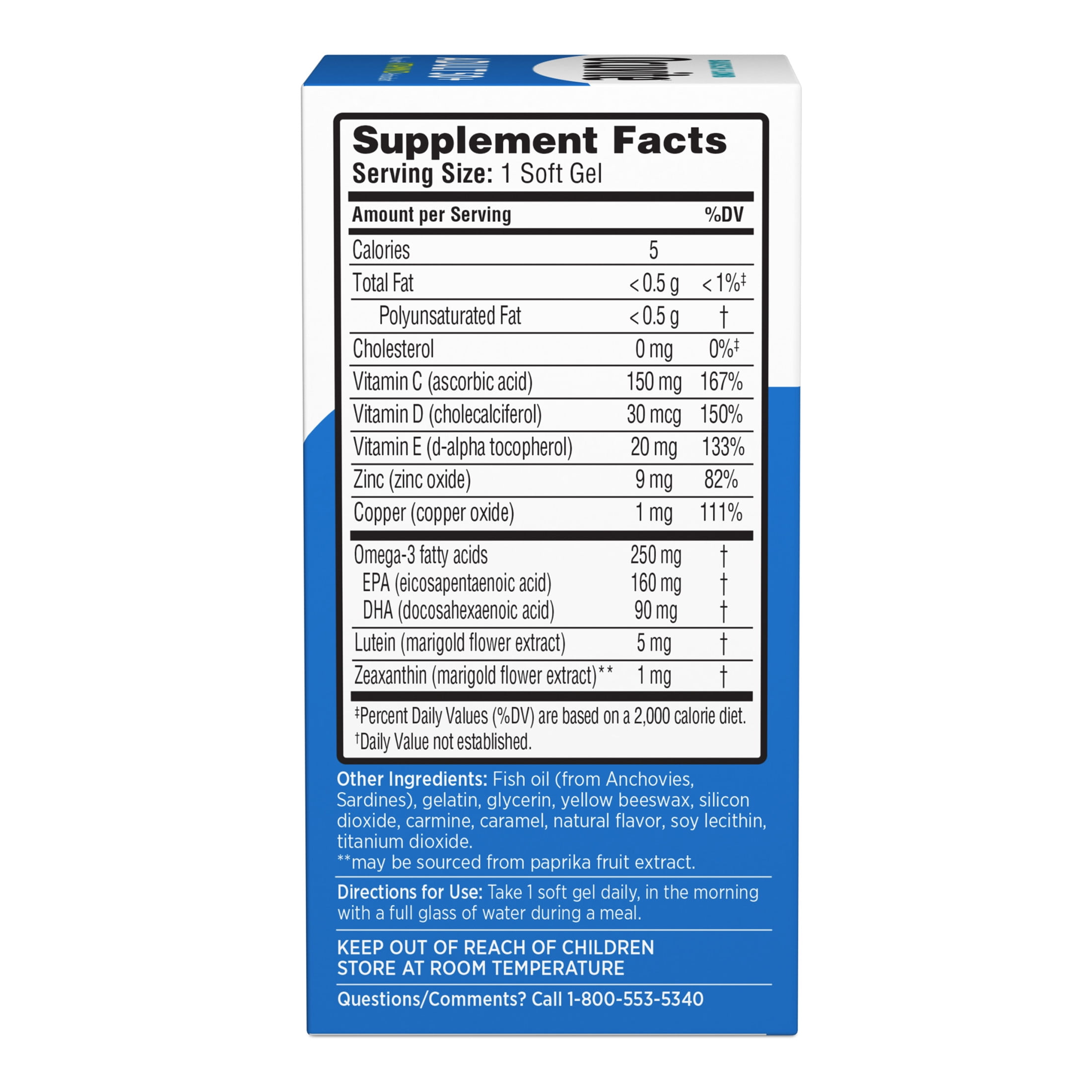 (3 pack) Ocuvite Adult 50 Plus Eye Vitamins and Minerals with Lutein and Zeaxanthin and Omega 3 Softgels, 50 Count