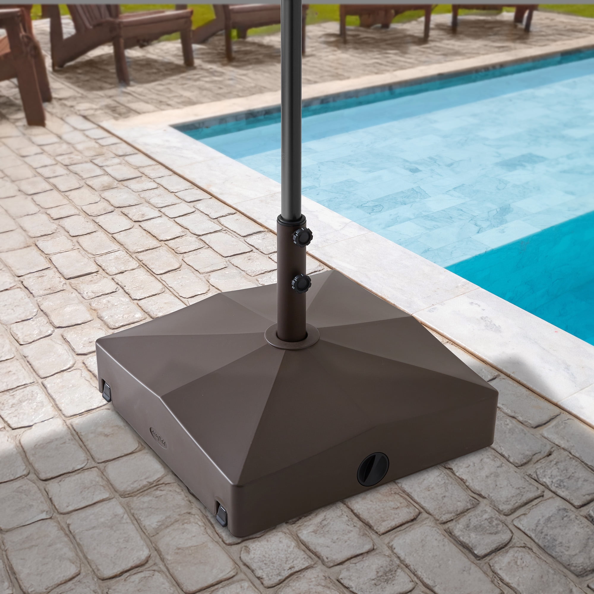 180lb Capacity Fillable Mobile Umbrella Base Stand with 4 Wheels - Brown