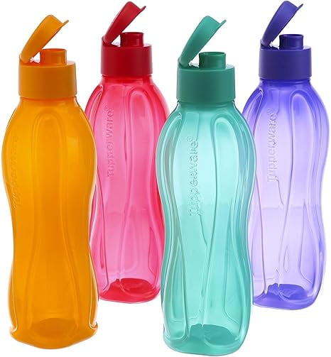 Tupperware Eco Sports Water Bottle Flip Top 1 Ltr 4pcs