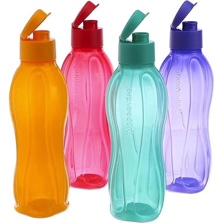 Tupperware 4-Piece 1L Eco Sports Water Bottle Set, Flip Top, Leak