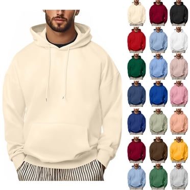 Momasggi Big and Tall Hoodies for Men Baggy Long Sleeve Drawstring Hooded Sweatshirts Oversized Drop Shoulder Hoodie Solid Color Outdoor Pullover Tops with Pockets Beige 2XL