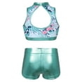 thumbnail image 2 of iEFiEL Kids Girls Sequins 2Pcs Ballet Dance Outfit Crop Top with Metallic Bottoms Set Tropical Palm Leaves 10, 2 of 7