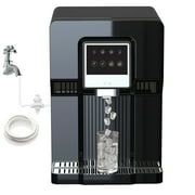 IKT Countertop Bottleless Water Cooler Dispenser Ice Maker with Water Line Ice Cubes 18 lbs Daily Capacity (NO HOT Water NO Filter)