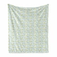 thumbnail image 1 of Floral Soft Flannel Fleece Throw Blanket, Flowers and Green Leaves on Ivy Vines Spiral Branches Petals Pattern, Cozy Plush for Indoor and Outdoor Use, 50" x 60", White Grey Yellow Green, by Ambesonne, 1 of 6