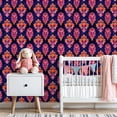 thumbnail image 3 of Peel and Stick Wallpaper 23.6in x 9.8ft Elegant Floral Damask Pink Peach Navy Blue Contact Paper Vinyl Waterproof Self Adhesive Wall Paper for Bedroom Shelf Cabinet Renter Friendly, 3 of 8