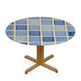 thumbnail image 3 of HAOXIT Round Tablecloth, Round Tablecloth with Flannel Backing for Round Tables Waterproof, Round Picnic Table Cover for Dining Table/Buffet Parties/Camping(Blue Plaid) 42-46, 3 of 8