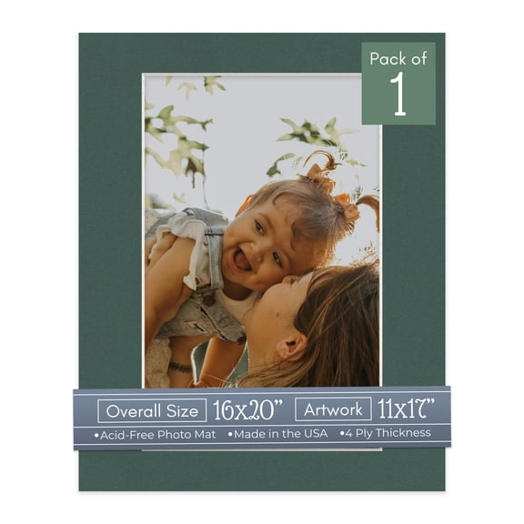 Spruce Green Picture Frame Mat for 16x20 Frames - Fits 11x17 Photos - 1 Mat