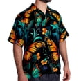 thumbnail image 2 of Flower Butterfly Men's Short Sleeve Poplin Button Down Hawaiian Printed Summer Beach Shirt, Unisex, 2 of 6
