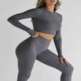 thumbnail image 3 of Ladies‘ Thumb Hole Long Sleeve Yoga Shirt with Cropped Design for Workouts, 3 of 5
