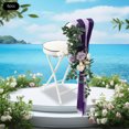 thumbnail image 5 of Purple Bohemian Chair Decor Kit, 23.6in Rose Bouquets with Ribbons, Washable Fabric for Wedding Party, 5 of 19