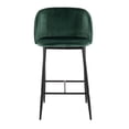 thumbnail image 6 of Fran Pleated Waves Contemporary Fixed-Height Counter Stool In Black Metal And Green Velvet - Set Of 2, 6 of 7