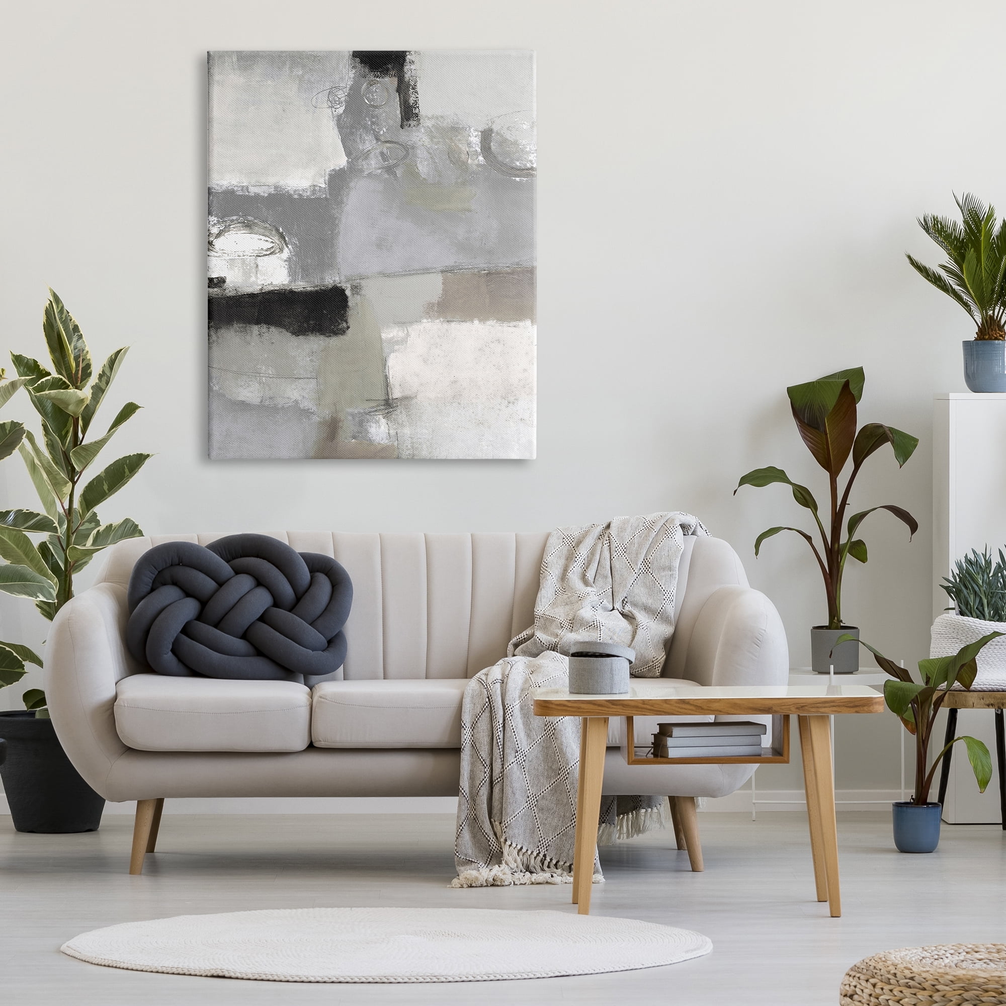 Stupell Industries Blocked Geometric Shapes Black Detail Circles Painting Gallery Wrapped Canvas Print Wall Art, Design by Lisa Ridgers