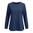 thumbnail image 5 of VISALY Crew Neck Side Split Sweatshirt for Women Long Sleeve Pullover Shirts Casual Loose Side Slits Tunic Top Comfy Sweatshirts Fashion Clothing Business Casual Pullover Dark Blue 3Xl, 5 of 5