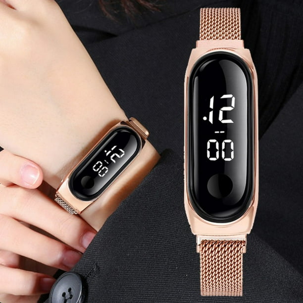 Reloj para mujer Reloj digital de acero inoxidable de lujo Reloj informal para mujer LED Walmart en linea