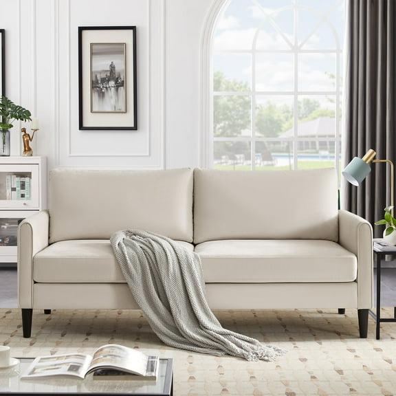 72.8'' Modern Loveseat Sofa Couch for Living Room, Bedroom, Apartment, Dorm, Office, Small Space Comfy Sofa, Easy Assembly, Modern Deep Seating with Soft Cushions & Sturdy Frame Beige