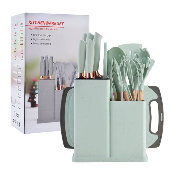19 pcs Elegant Non-stick Silicone Utensil Kitchen accessories set gift set-light green