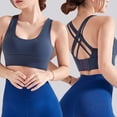 thumbnail image 5 of Ropa interior deportiva de alto impacto para mujer, ropa interior deportiva para correr con tiras cruzadas en la espalda, ropa interior con copas desmontables - Azul marino, 5 of 5